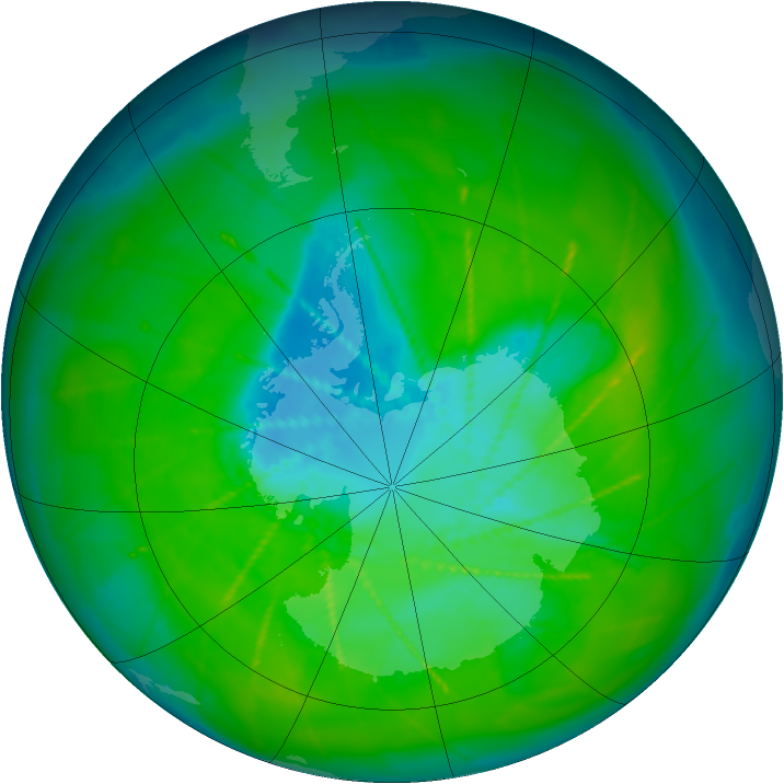 Antarctic ozone map for 11 December 2009